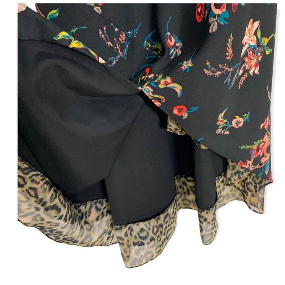 Sam Edelman Mixed Media Slip Dress Floral Cheetah Print Sleeveless Size 6 - Picture 10 of 12